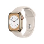 Apple Watch Series 8 GPS + Cellular 41mm Gold Steel Case with Starlight Sport Band