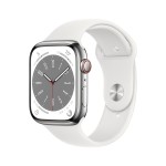 Apple Watch Series 8 GPS + Cellular 45mm Silver Stainless Steel Case with White Sport Band