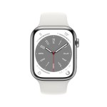 Apple Watch Series 8 GPS + Cellular 45mm Silver Stainless Steel Case with White Sport Band