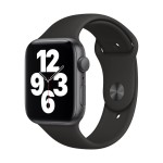 Apple Watch SE GPS, 44mm Space Gray Aluminium Case with Black Sport Band