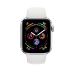 Watch Series 4 40mm Silver Aluminum Case with Cape Cod Blue Sport Loop + White Sport Band