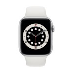 Apple Watch Series 6 GPS, 44mm Silver Aluminium Case with White Sport Band