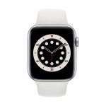 Apple Watch Series 6 GPS + Cellular, 44mm Silver Aluminium Case with White Sport Band 
