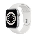 Apple Watch Series 6 GPS, 44mm Silver Aluminium Case with White Sport Band
