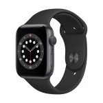 Apple Watch Series 6 GPS, 44mm Space Gray Aluminium Case with Black Sport Band