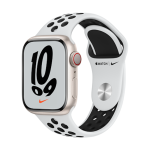 Apple Watch Nike Series 7 GPS + Cellular, 41mm Starlight Aluminium Case with Pure Platinum/Black Nike Sport Band