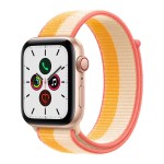Apple Watch SE GPS + Cellular, 44mm Gold Aluminium Case with Maize/White Sport Loop (2020)