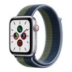 Apple Watch SE GPS + Cellular, 44mm Silver Aluminium Case with Abyss Blue/Moss Green Sport Loop (2020)