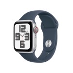 Apple Watch SE GPS + Cellular 40mm Silver Aluminium Case with Storm Blue Sport Band - S/M 