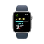 Apple Watch SE GPS + Cellular 44mm Silver Aluminium Case with Storm Blue Sport Band - M/L