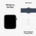Apple Watch SE GPS + Cellular 40mm Silver Aluminium Case with Storm Blue Sport Band - S/M 
