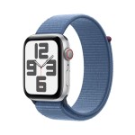 Apple Watch SE GPS + Cellular 44mm Silver Aluminium Case with Storm Blue Sport Loop