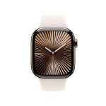 Apple Watch Series 10 GPS + Cellular 42mm Gold Titanium Case with Starlight Sport Band - M/L