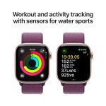 Apple Watch Series 10 GPS + Cellular 42mm Rose Gold Aluminium Case with Plum Sport Loop