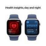 Apple Watch Series 10 GPS + Cellular 42mm Silver Aluminium Case with Denim Sport Band - S/M