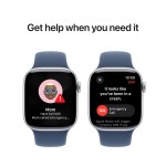 Apple Watch Series 10 GPS + Cellular 42mm Silver Aluminium Case with Denim Sport Band - S/M