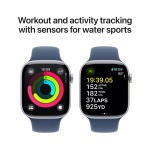 Apple Watch Series 10 GPS + Cellular 46mm Silver Aluminium Case with Denim Sport Band - M/L
