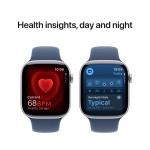 Apple Watch Series 10 GPS + Cellular 46mm Silver Aluminium Case with Denim Sport Band - M/L