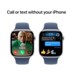 Apple Watch Series 10 GPS + Cellular 46mm Silver Aluminium Case with Denim Sport Band - M/L