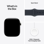 Apple Watch Series 12 GPS + Cellular 42mm Natural Titanium Case with Navy Blue Sport Band - S/M