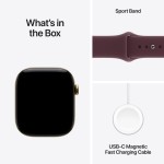 Apple Watch Series 12 GPS + Cellular 46mm Radiant Gold Titanium Case with Burgundy Sport Band - S/M