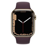Apple Watch Series 7 GPS + Cellular, 45mm Gold Stainless Steel Case with Dark Cherry Sport Band