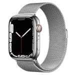 Apple Watch Series 7 GPS + Cellular, 45mm Silver Stainless Steel Case with Silver Milanese Loop