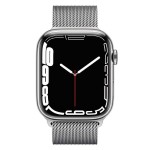 Apple Watch Series 7 GPS + Cellular, 45mm Silver Stainless Steel Case with Silver Milanese Loop