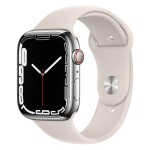 Apple Watch Series 7 GPS + Cellular, 45mm Silver Stainless Steel Case with Starlight Sport Band