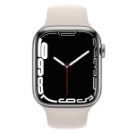 Apple Watch Series 7 GPS + Cellular, 45mm Silver Stainless Steel Case with Starlight Sport Band