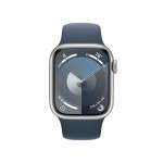 Apple Watch Series 9 GPS + Cellular 41mm Silver Aluminium Case with Storm Blue Sport Band - S/M