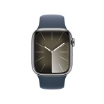 Apple Watch Series 9 GPS + Cellular 45mm Silver Stainless Steel Case with Storm Blue Sport Band - M/L