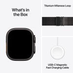 Apple Watch Ultra 3 GPS + Cellular 49mm Black Titanium Case with Black Titanium Milanese Loop - Medium