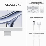 iMac 24" 4.5K Retina, M3 8C CPU, 24GB, 1TB SSD, 10C GPU, Mac OS, Silver, Magic belaidė klaviatūra Touch ID su skaičiais