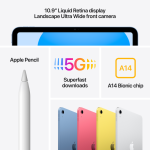 iPad 10.9", Wi-Fi + Cellular, 64GB, Yellow (2022)
