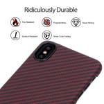 Pitaka iPhone X Aramid Black/Red Twill dėklas 
