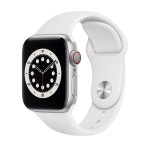 Apple Watch Series 6 GPS + Cellular, 40mm Silver Aluminium Case with White Sport Band