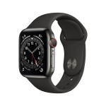 Apple Watch Series 6 GPS + Cellular, 40mm Graphite Stainless Steel Case with Black Sport Band