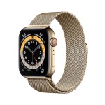 Apple Watch Series 6 GPS + Cellular, 44mm Gold Stainless Steel Case with Gold Milanese Loop