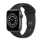 Apple Watch Series 6 GPS + Cellular, 44mm Space Grey Aluminium Case with Black Sport Band 