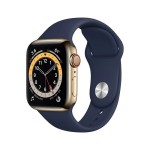Apple Watch Series 6 GPS + Cellular, 40mm Gold Stainless Steel Case with Deep Navy Sport Band