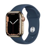 Apple Watch Series 7 GPS + Cellular, 45mm Gold Stainless Steel with Abyss Blue Sport Band