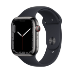 Apple Watch Series 7 GPS + Cellular, 45mm Graphite Stainless Steel with Midnight Sport Band (išpakuotas)