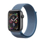 Watch Series 4 44mm Space Gray Aluminum Case with Cape Cod Blue Sport Loop + Black Sport Band
