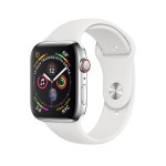 Watch Series 4 40mm Stainless Steel Case with White Sport Band