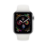 Watch Series 4 40mm Stainless Steel Case with White Sport Band