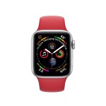 Watch Series 4 40mm Silver Aluminum Case with Red Sport Band + White Sport Band