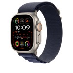 49mm Navy Alpine Loop - Medium - Natural Titanium Finish
