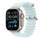 49mm Ice Blue Ocean Band Extension - Natural Titanium Finish