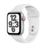 Apple Watch SE GPS + Cellular, 40mm Silver Aluminium Case with White Sport Band